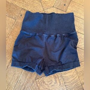 fp movement - High-Waist Ribbed Knit Women's Shorts - Black/Charcoal, xs/s